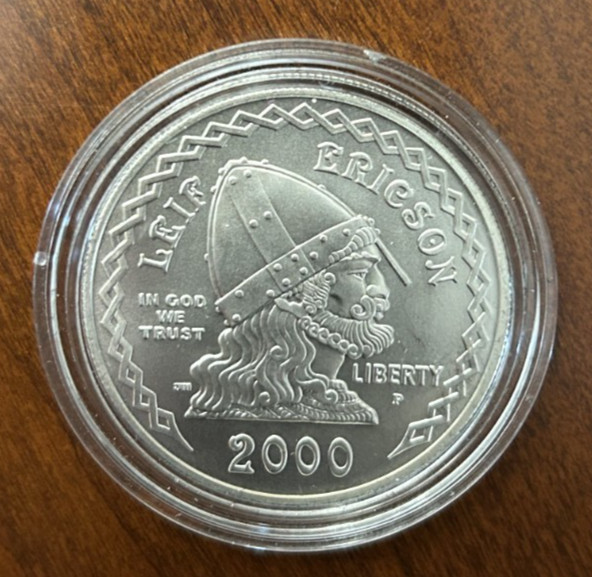 2000 P Leif Ericson UNC Silver Dollar - No OGP No COA - only 28,150 minted!