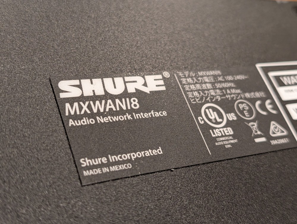 SHURE MXWANI8 8-Channel Audio Network Interface