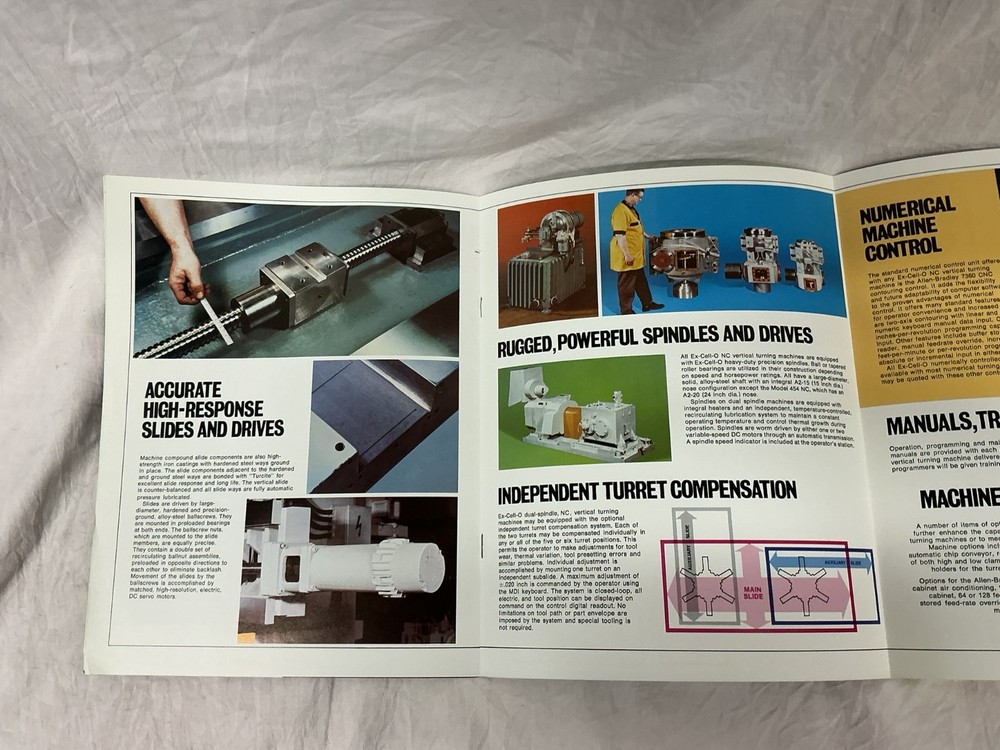 Ex-Cello Numerically Controlled Vertical Turning Machines Pamphlet Brochure