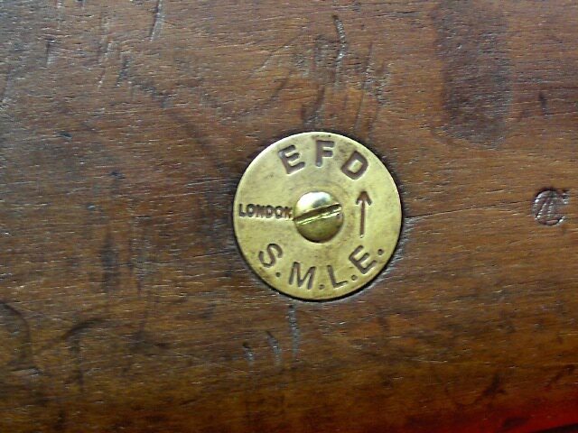 BRITISH No1 LEE ENFIELD SMLE STOCK - BRASS ID DISC w/ SCREW  c- description