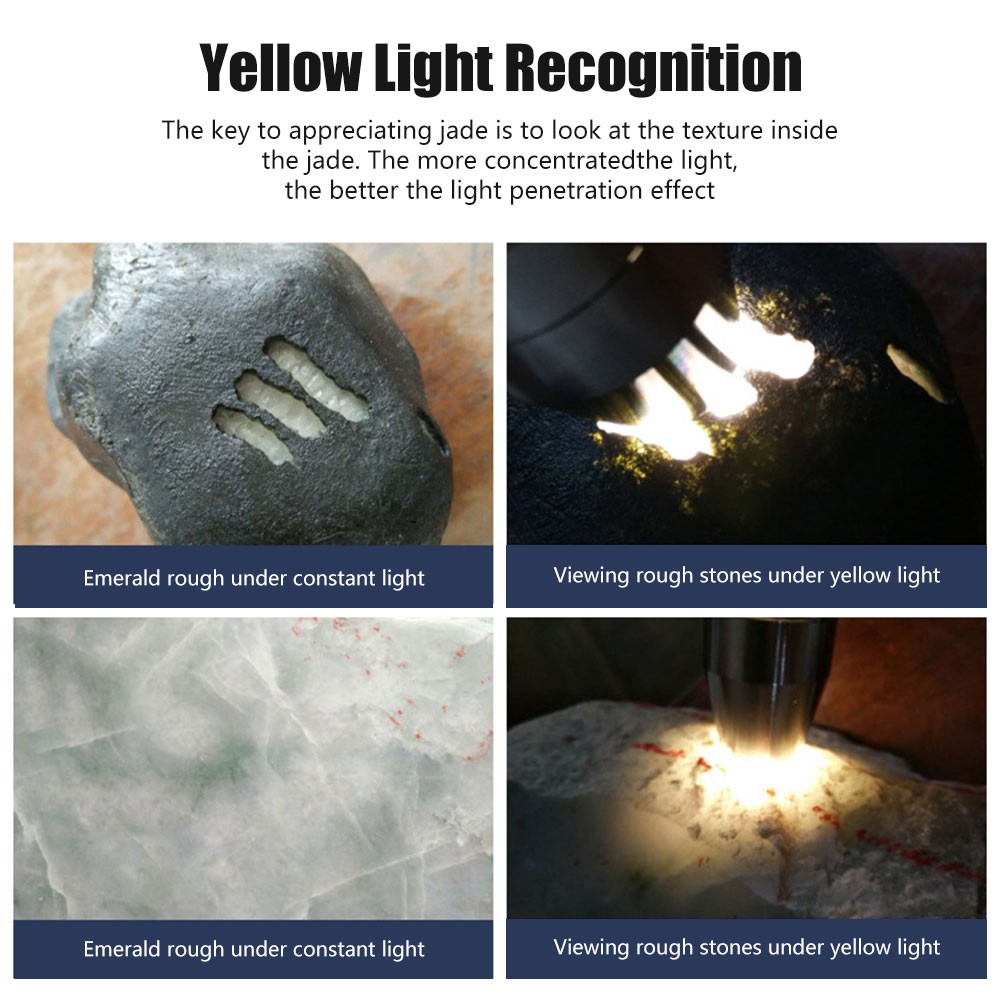 White/Yellow/BLUE/UV Light Work LED USB Flashlight Torch Gemologist Tool