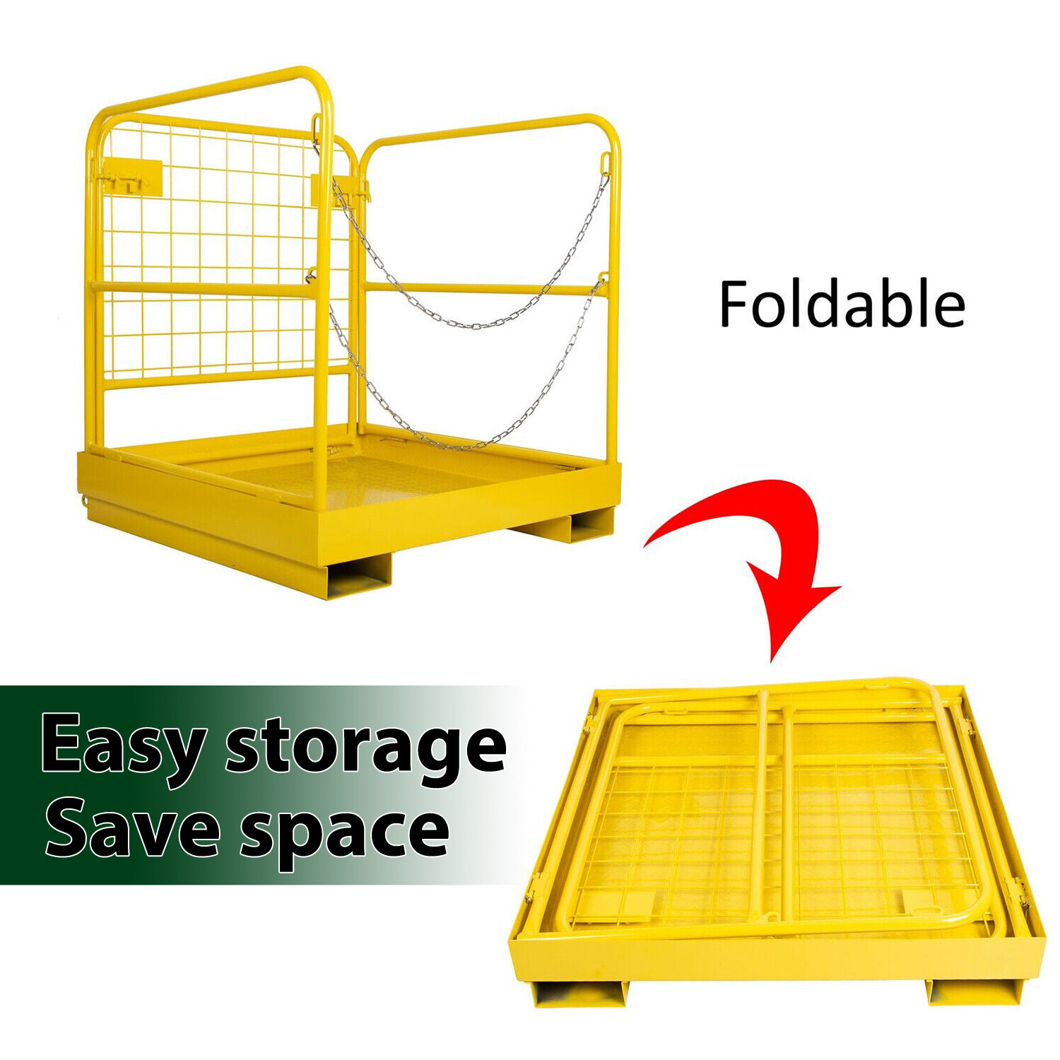 Forklift Safety Cage Work Platform 36 x 36 inch Construction Lift Basket 1100lbs