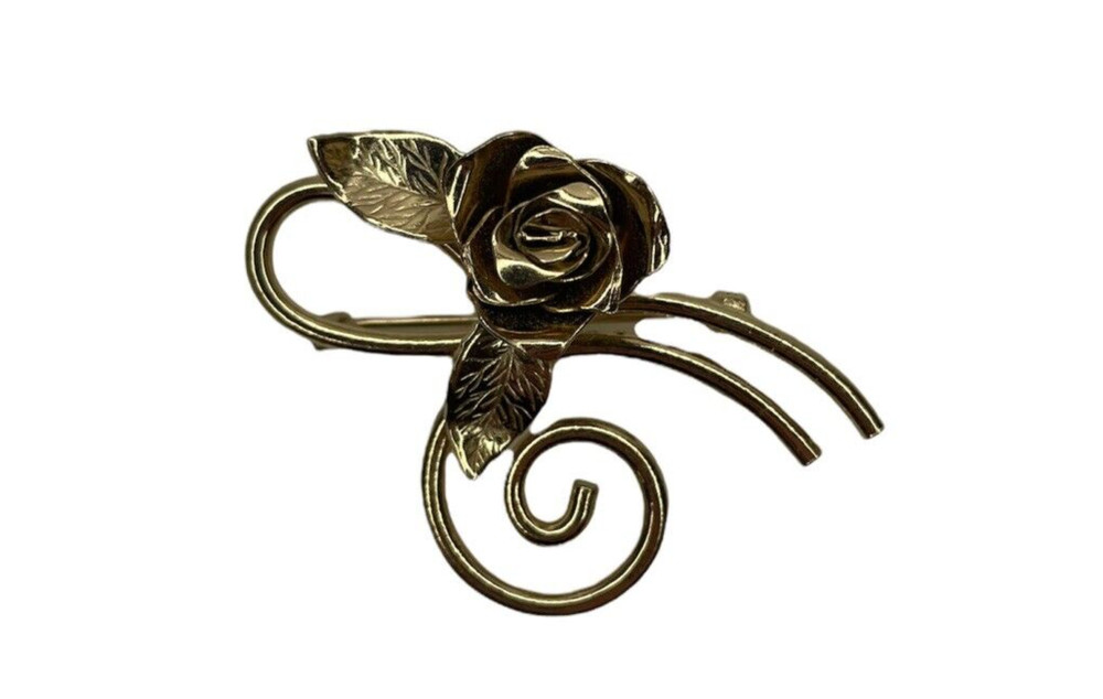 Gold Tone Rose Brooch
