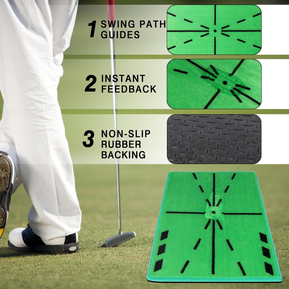 BIRDIEBLAST Professional Path Feedback Golf Hitting Mat, Improve Swing GREEN