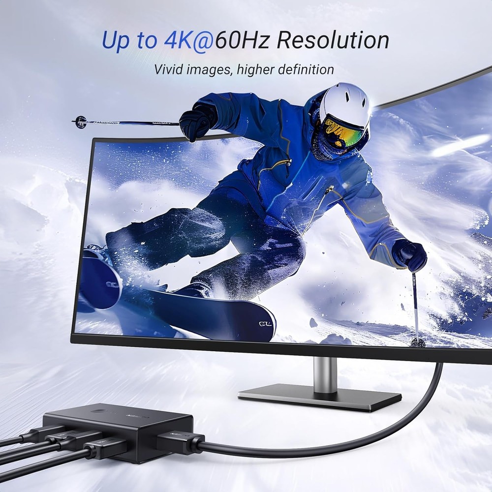 Effortless Workspace Management: HDMI KVM Switch for Two Computers - 4K Support