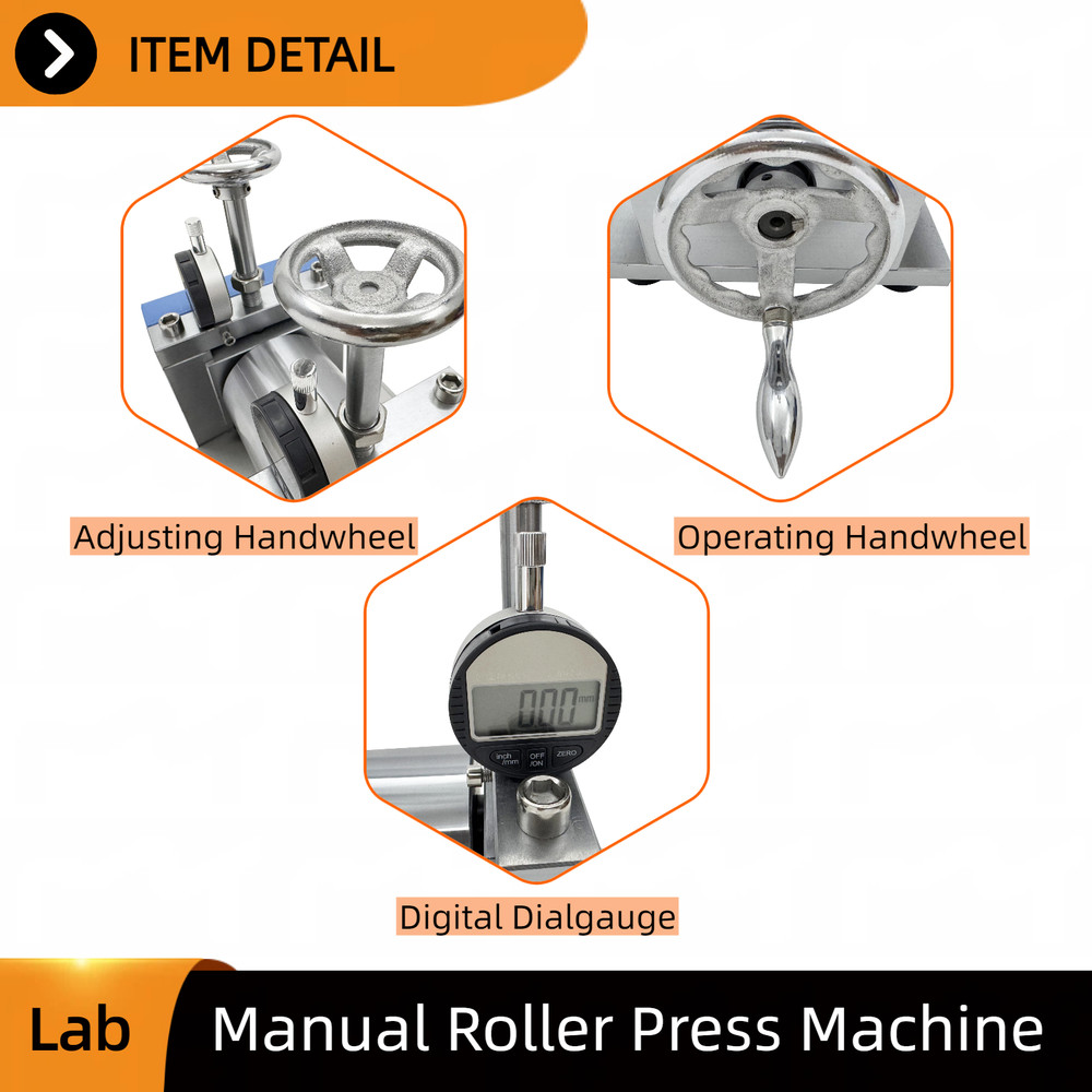 Manual Roller Pressing Machine Lab Digital Display Battery Electrode Calender