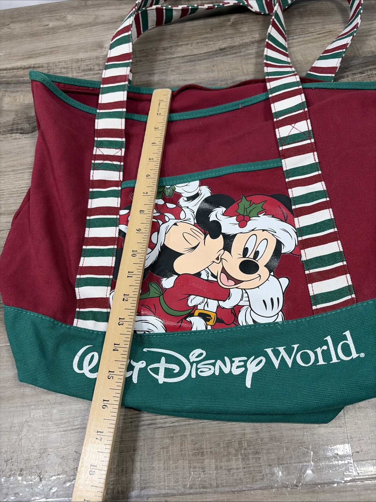 NWOT Disney World Disney Parks Christmas Mickey & Minnie Canvas Tote Bag 20x15