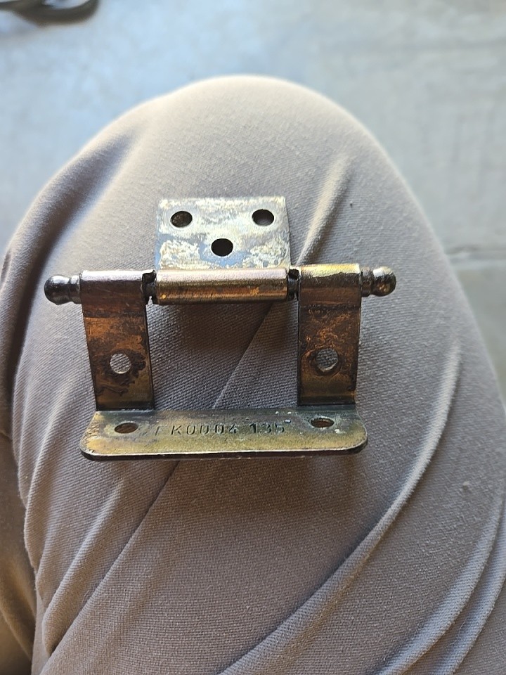 antique brass non-mortise cabinet hinge, full insert, partial wrap around