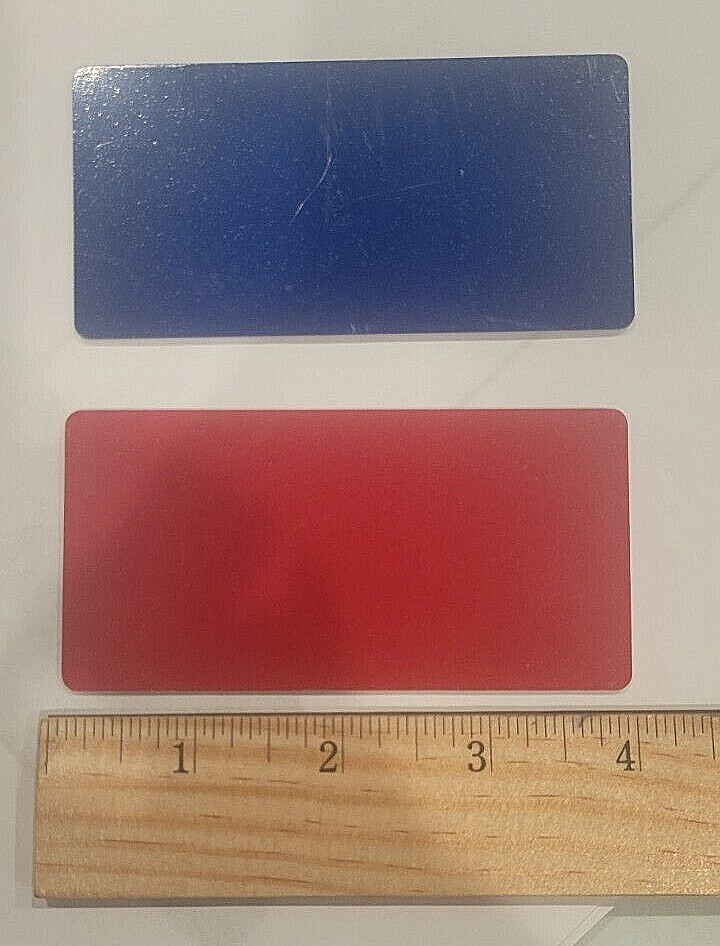 Blue engravable acrylic plates with 2 way tape, 2" x 4"