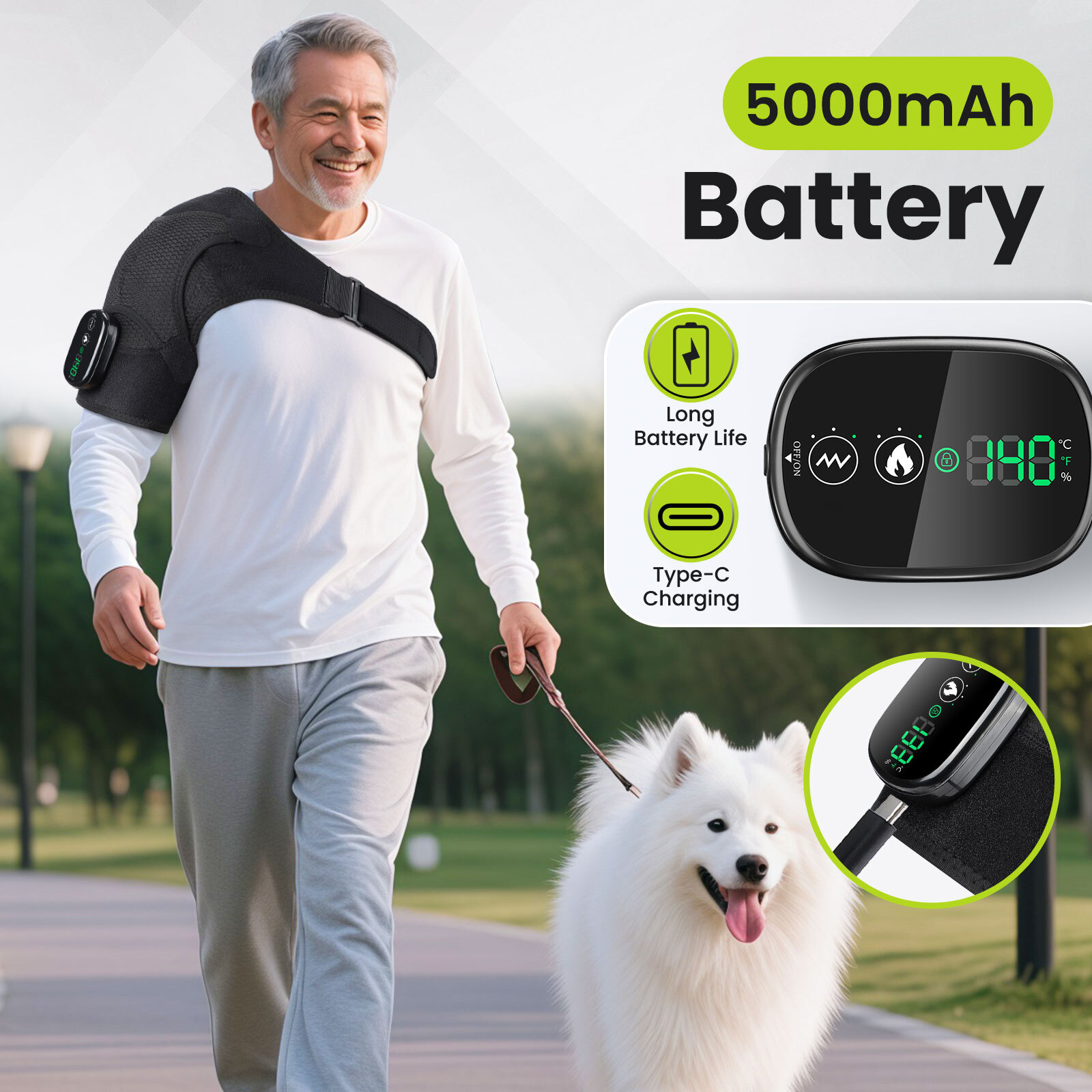 Electric Heated Vibration Shoulder Massager Brace Rotator Cuff Joint Pain Relief