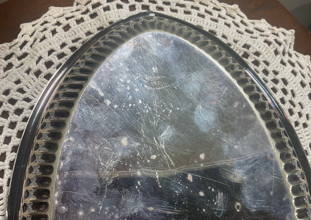 Vintage Gorham Co Silver Soldered Bread Tray 085 Monogram L