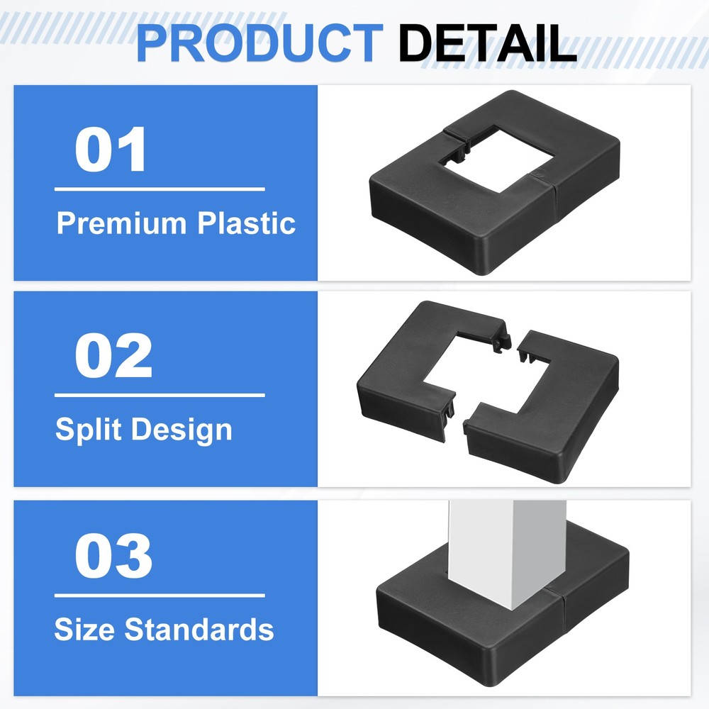 8 Pcs Fence Post Skirt, 1.6 x 1.6 Inch Rectangular Split Style Post Base Cover
