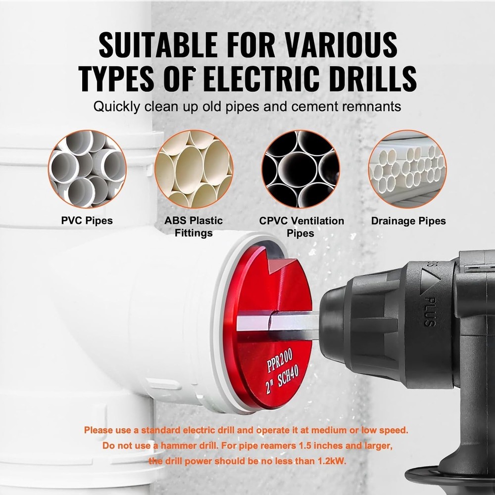 VEVOR 6Pcs PVC Pipe Reamer Kit, Plastic Pipe Fitting Socket Saver Kit, Includes