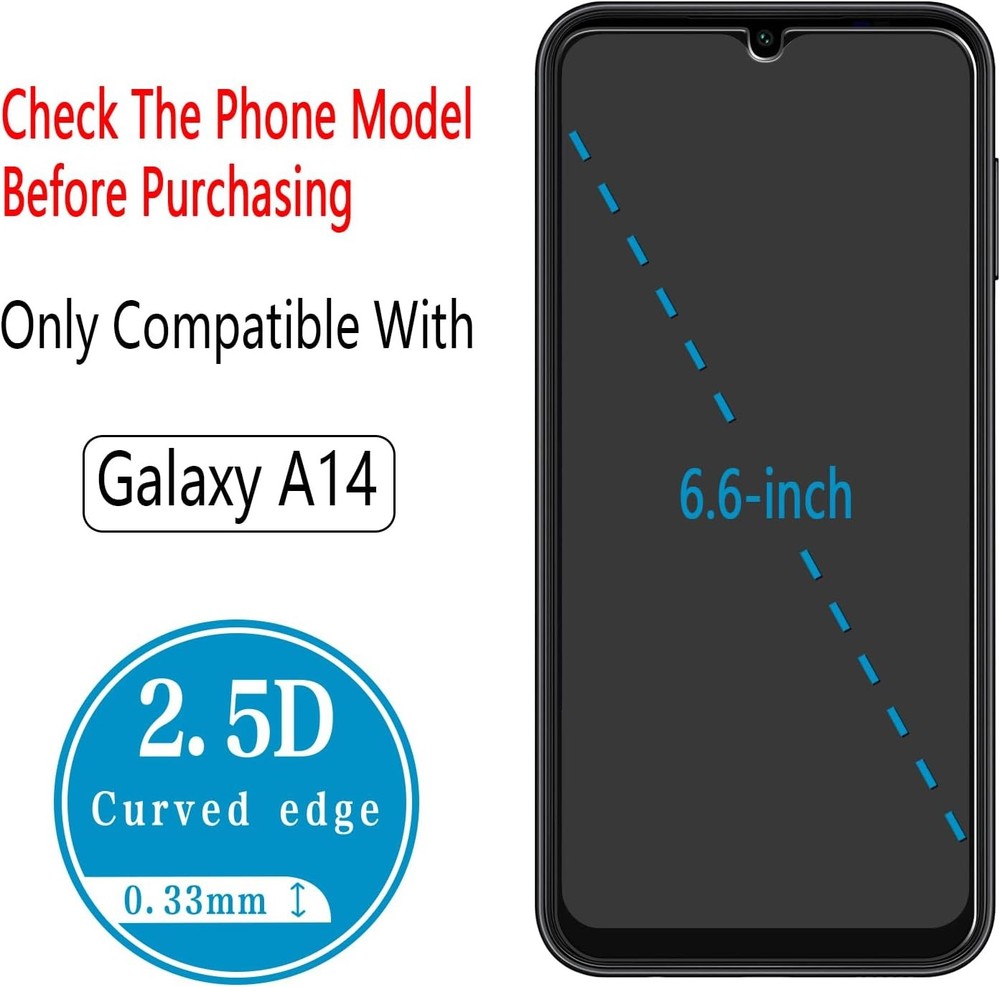 (2 Pack) Designed for Samsung Galaxy A14 5G Tempered Glass Screen Protector, Ant