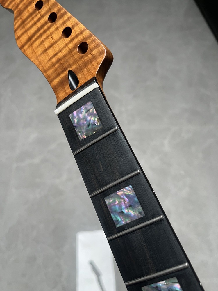 AAAAA Ebony Reverse Abalone shells 22Fret Roasting flame Maple Electric guitar