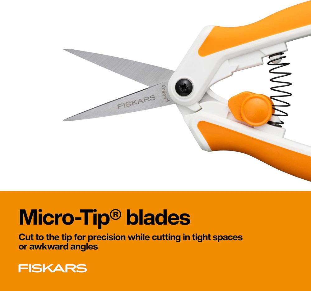 Fiskars Micro-Tip Spring-Assisted Scissors for Precision Cutting and Crafts