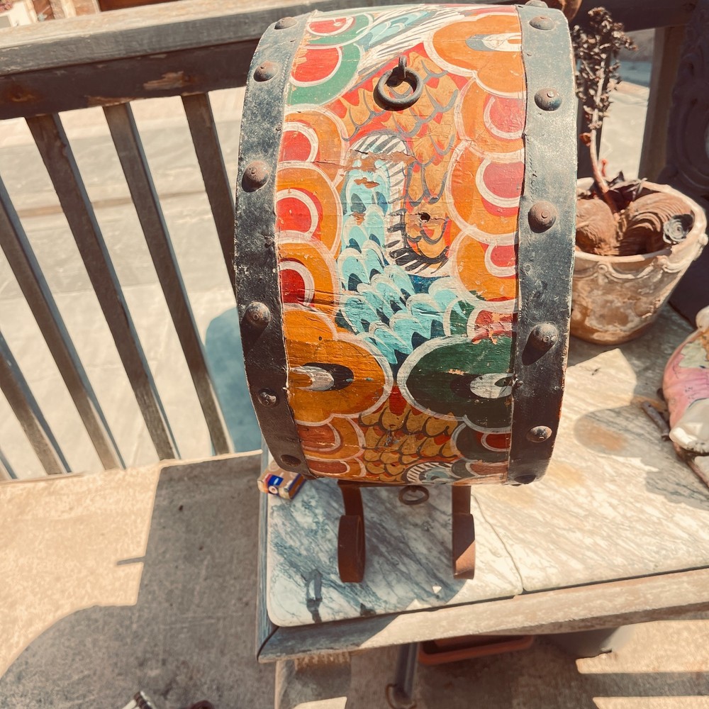 Vintage hand painted Taiko drum