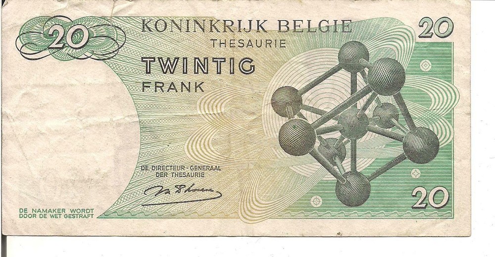 BELGIUM, 20 FRANCS, 1964