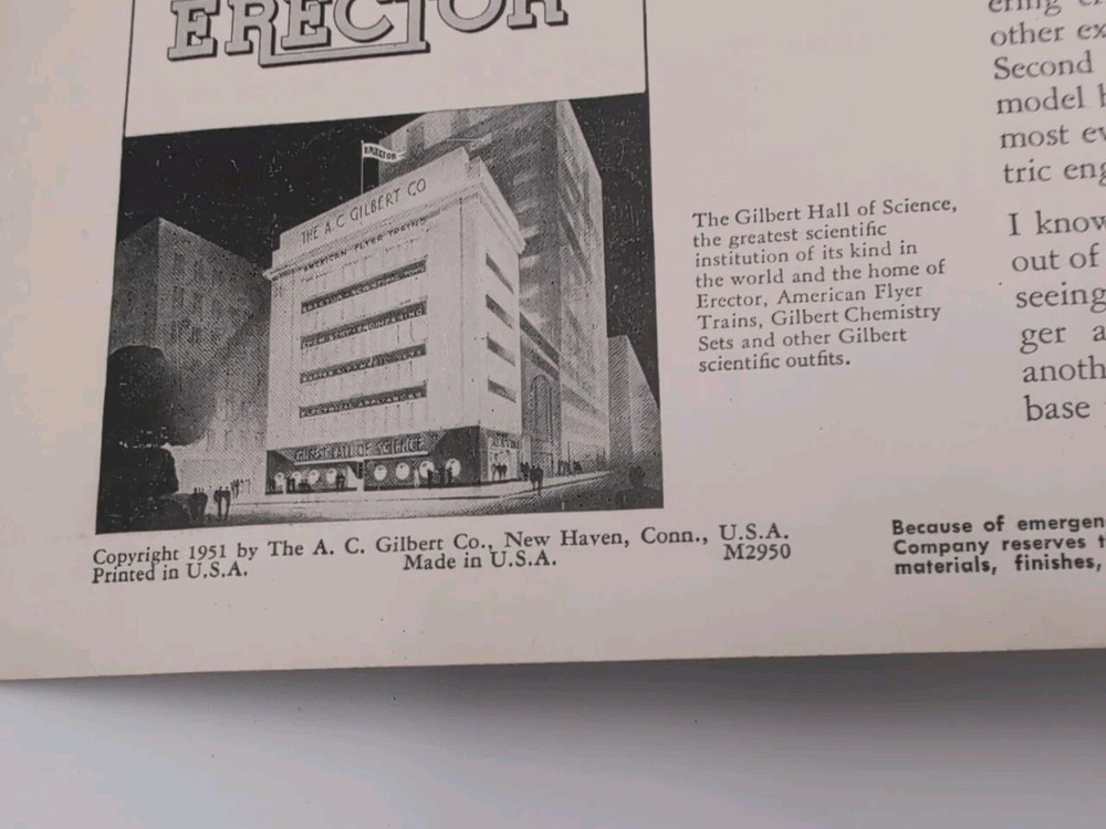 Gilbert Erector Set 1951 How To Make 'Em Instruction Manual Book