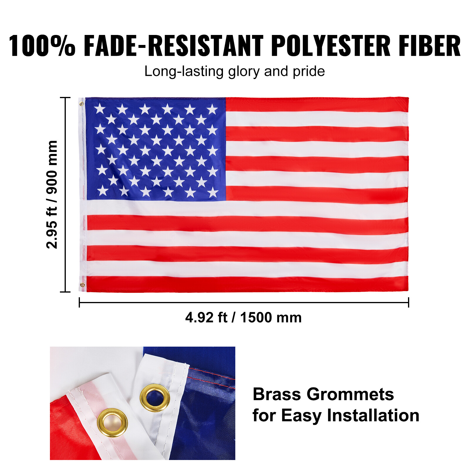 VEVOR 25FT Detachable Flagpole Kit Heavy Duty Aluminum Flag Pole American Silver