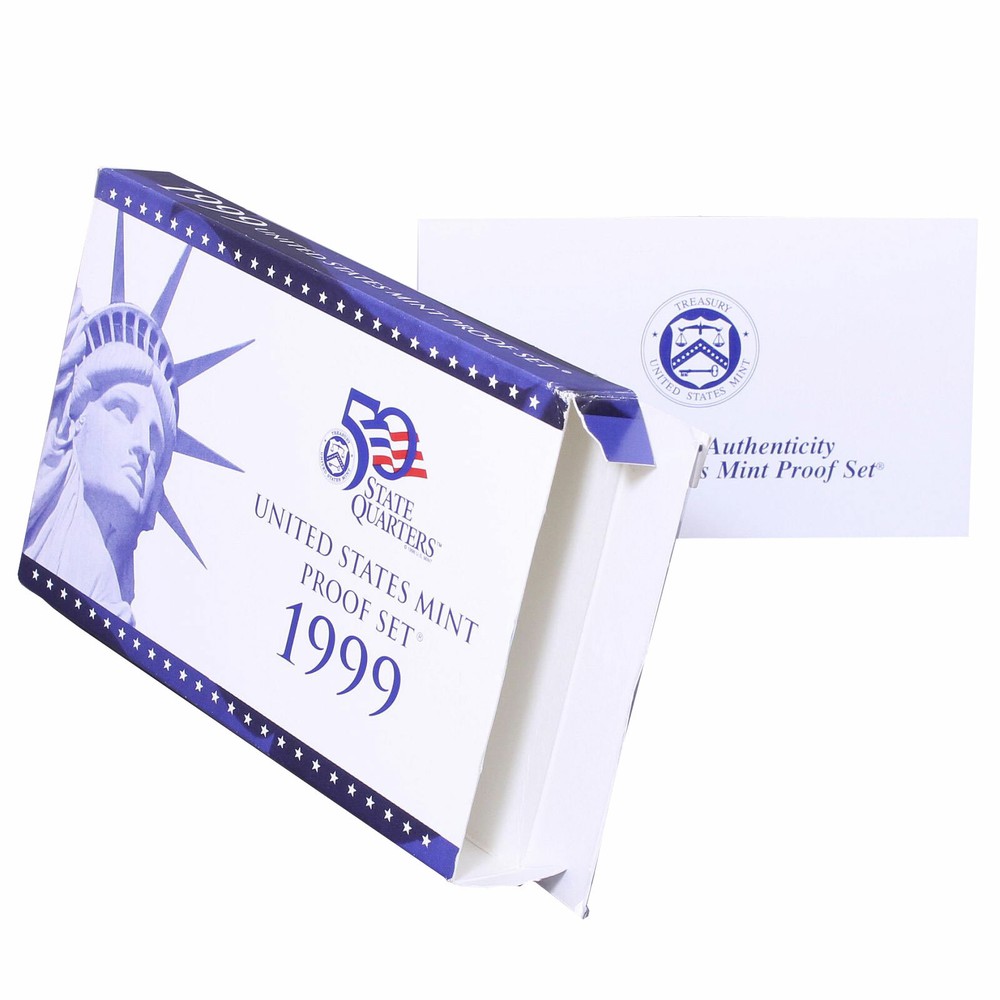 Empty Packaging Replacement Clad Proof Set Box & COA No Coins 1999