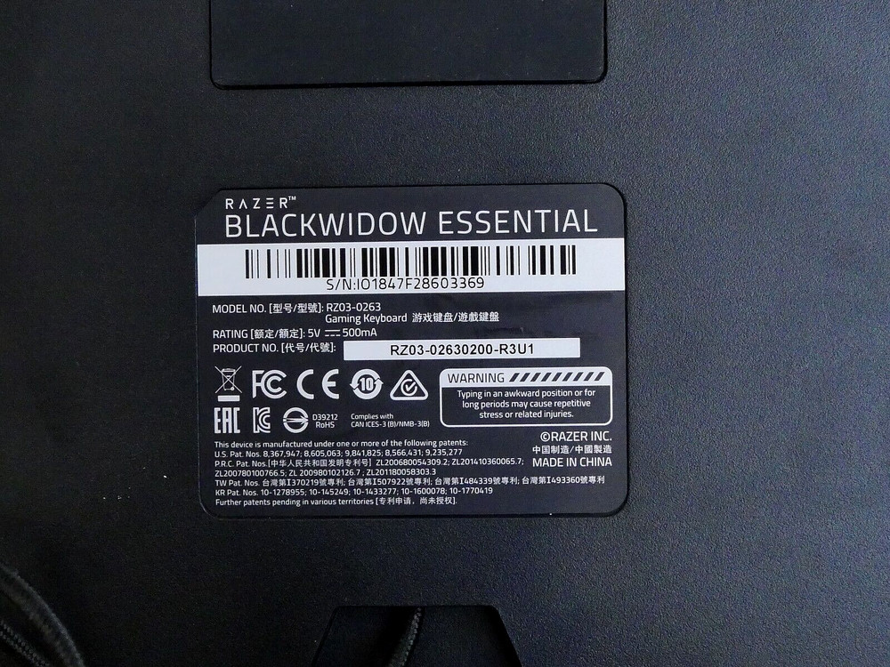 Razer Blackwidow Essential Gaming Keyboard RZ03-0263