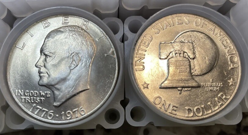 One, Bicentennial Eisenhower  1776-1976 ~ “Ike Silver Dollar”,  Circulated.