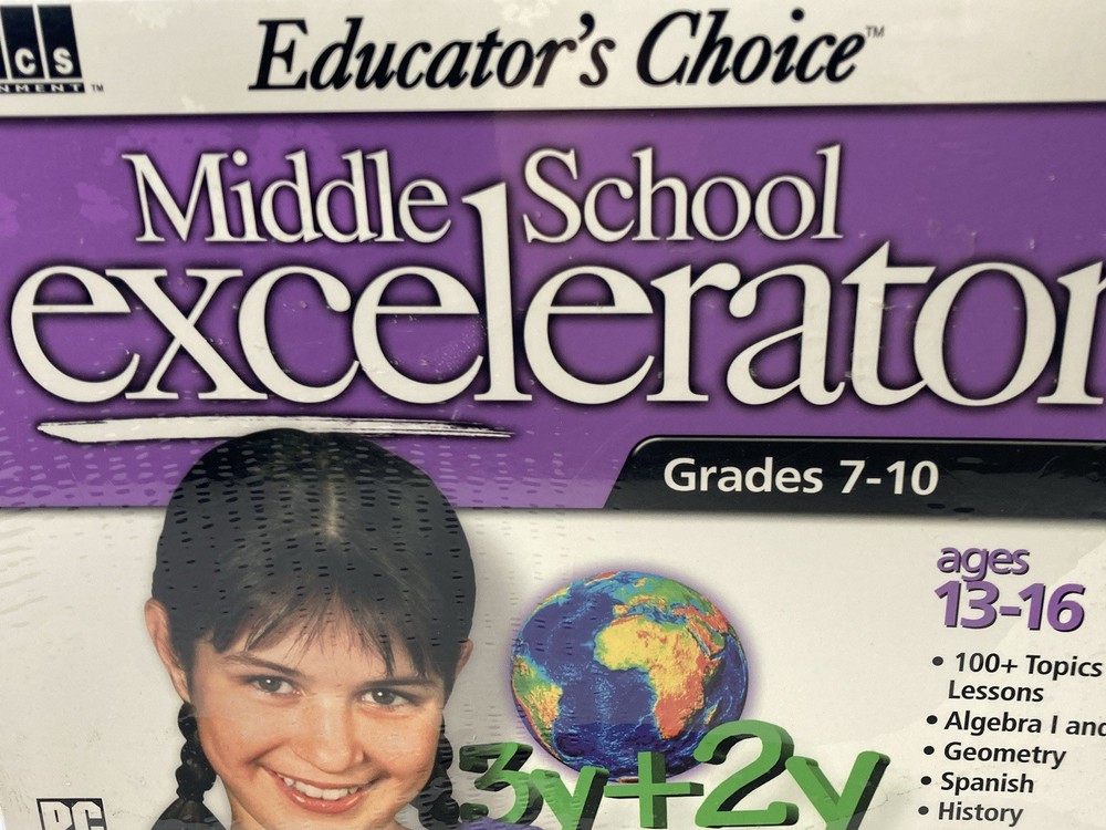 Vintage Educator's Choice Middle High School Math and Excelerator PC CD ROM NOS