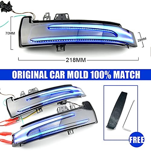 2pcs Dynamic Sequential Blink Compatible with Be-nz W204 CLA A B C Blue+Yellow