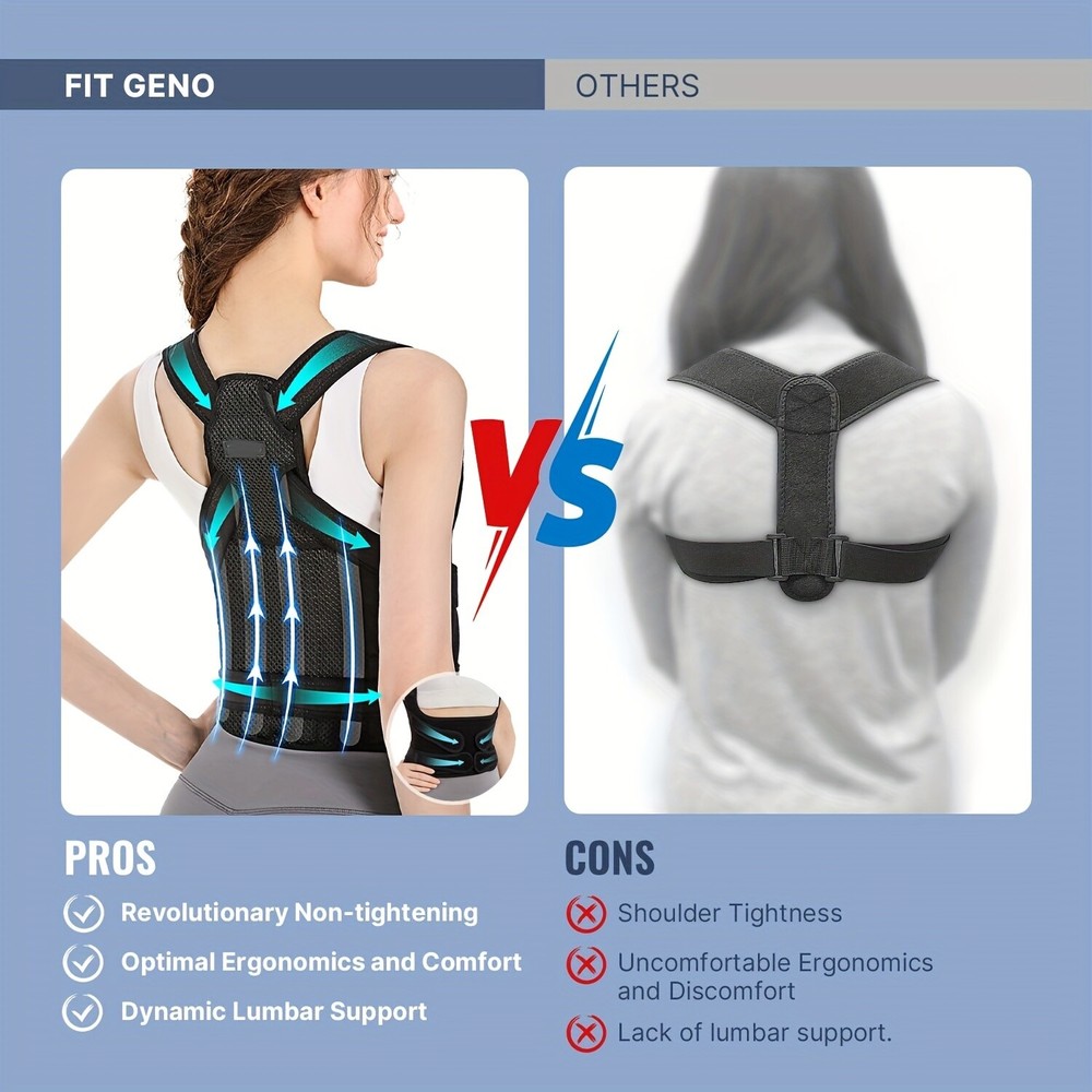 (S)Adjustable Black Posture Corrector - Work & Daily Back Care