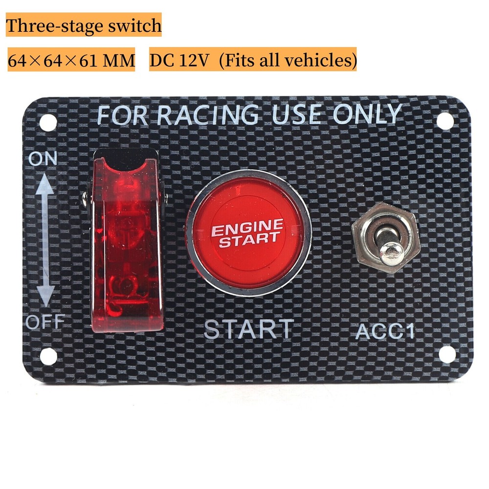 3-stage Ignition Accessory Engine Start Push Button Switch Panel 12V Race Car US