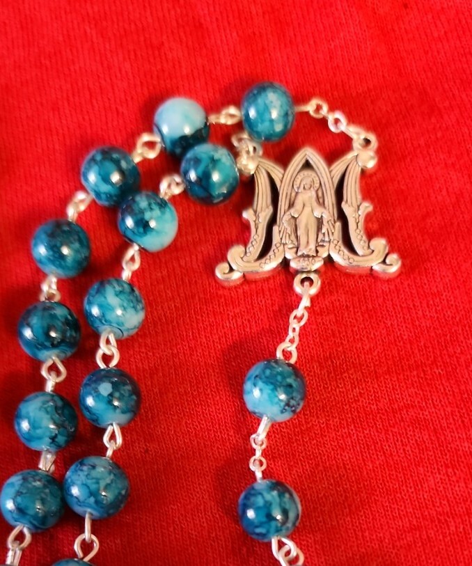 Catholic Rosary Necklace Cross Crucifix handmade black Friday