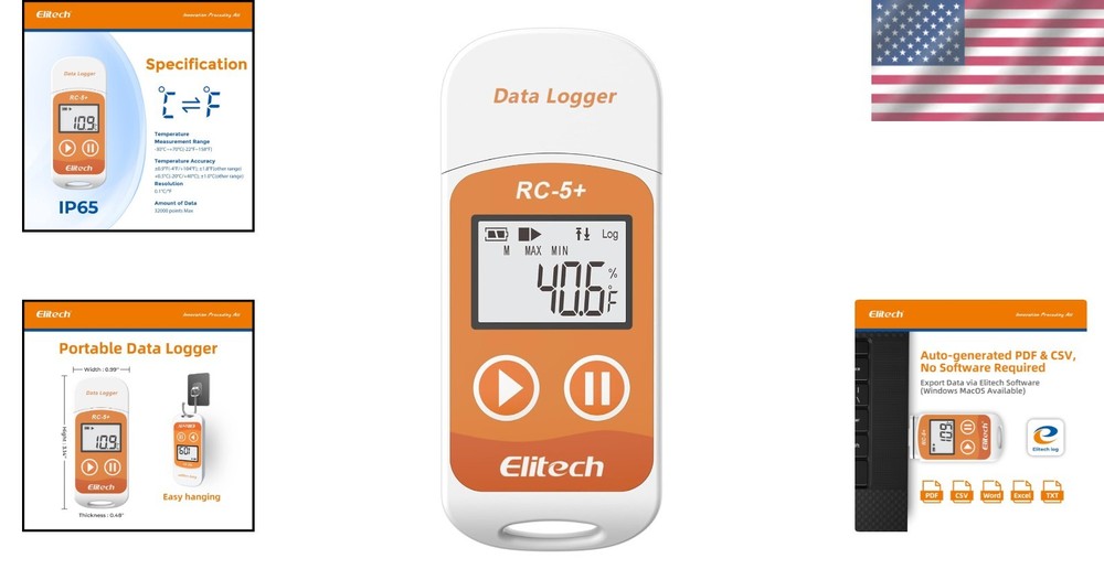 Fahrenheit RC-5+ Temperature Data Logger - Auto PDF Reports & Alarm Settings