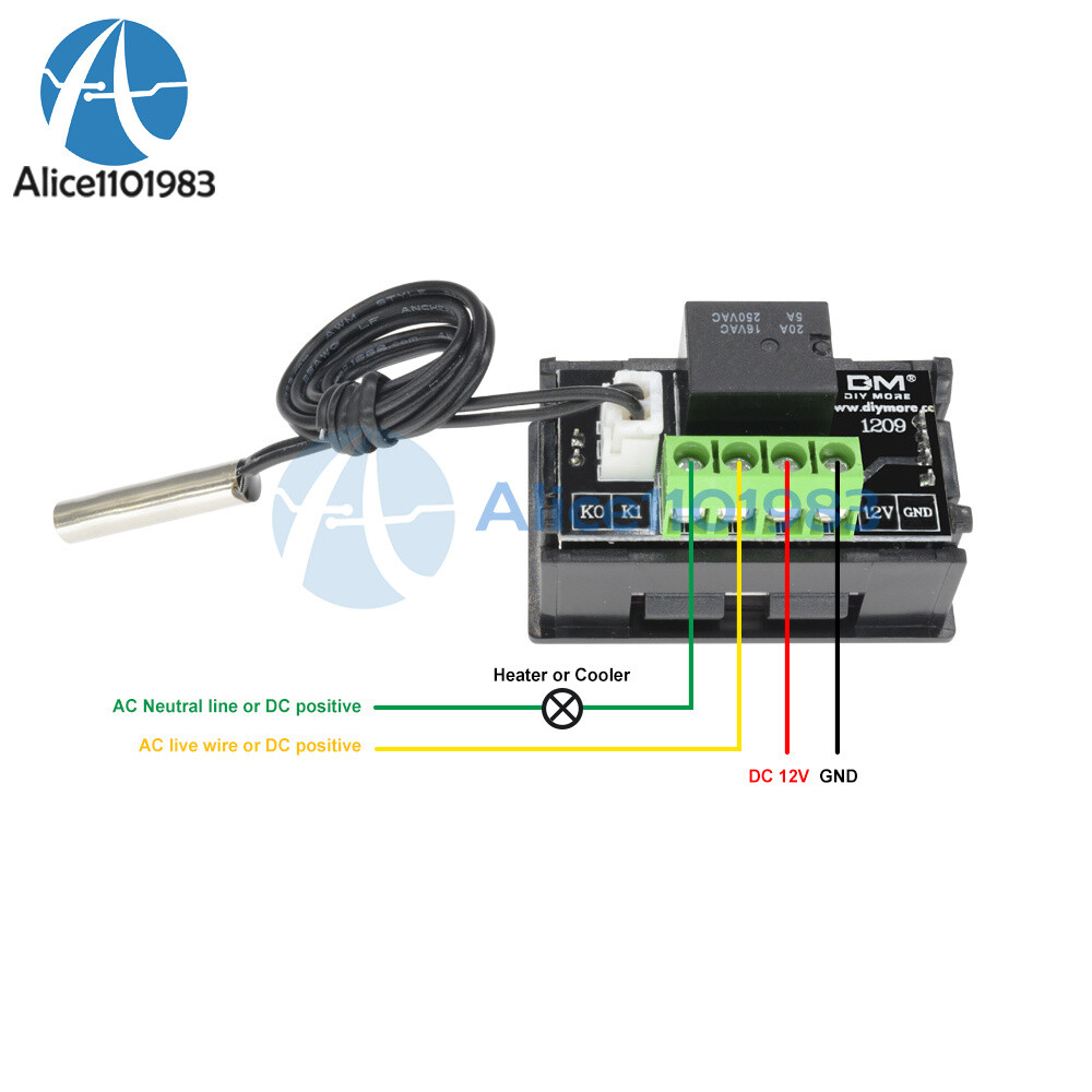 W1209 DC 12V Digital Thermostat Temperature Controller Sensor -50~110°C w/ Case