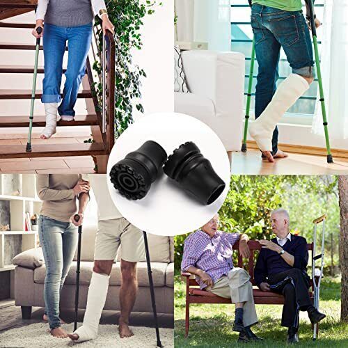 4-Pack Rubber Cane Tips 3/4 Inch Heavy Duty Walking Cane Tips Black Sturdy