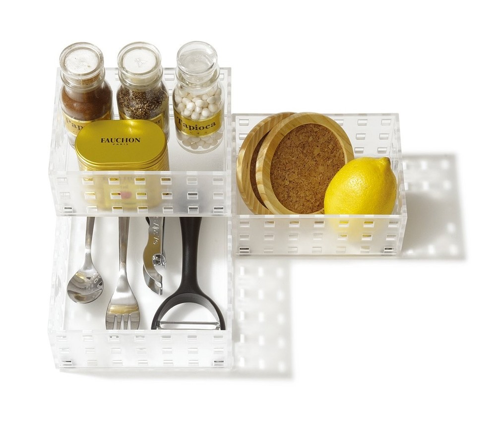 Like-it | Bricks set 90012 | Stackable Bins | Storage Translucent White