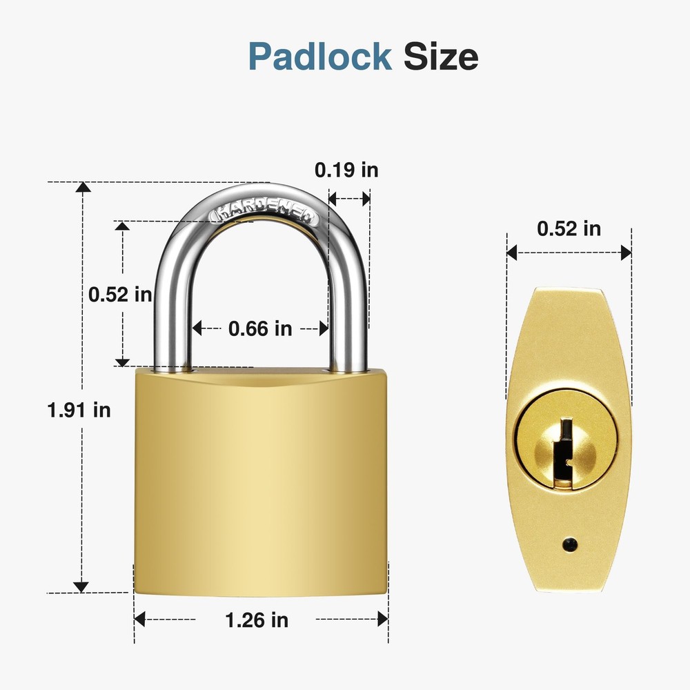 2 Pack Keyed Padlocks Waterproof Small Lock, 33mm Locker Lock with Keys for