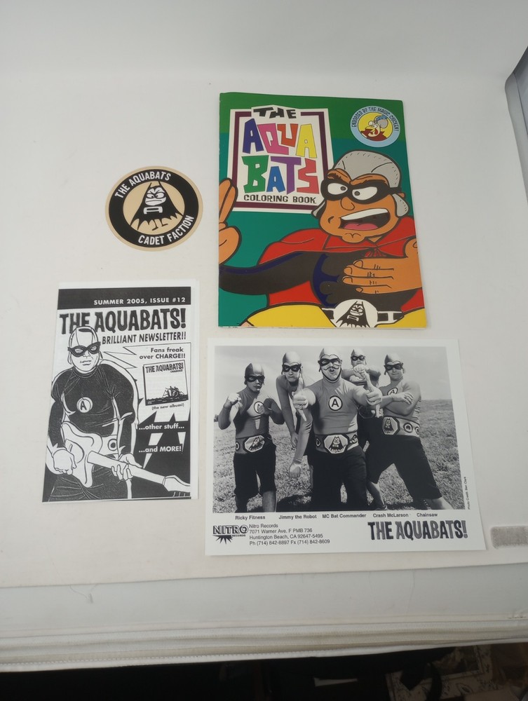 The Aquabats Coloring Book , Press Photo Newsletter & Cadet Faction Sticker Lot
