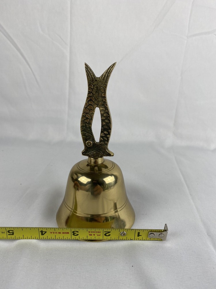 Vintage Brass Bell with Fish Handle Great Gift