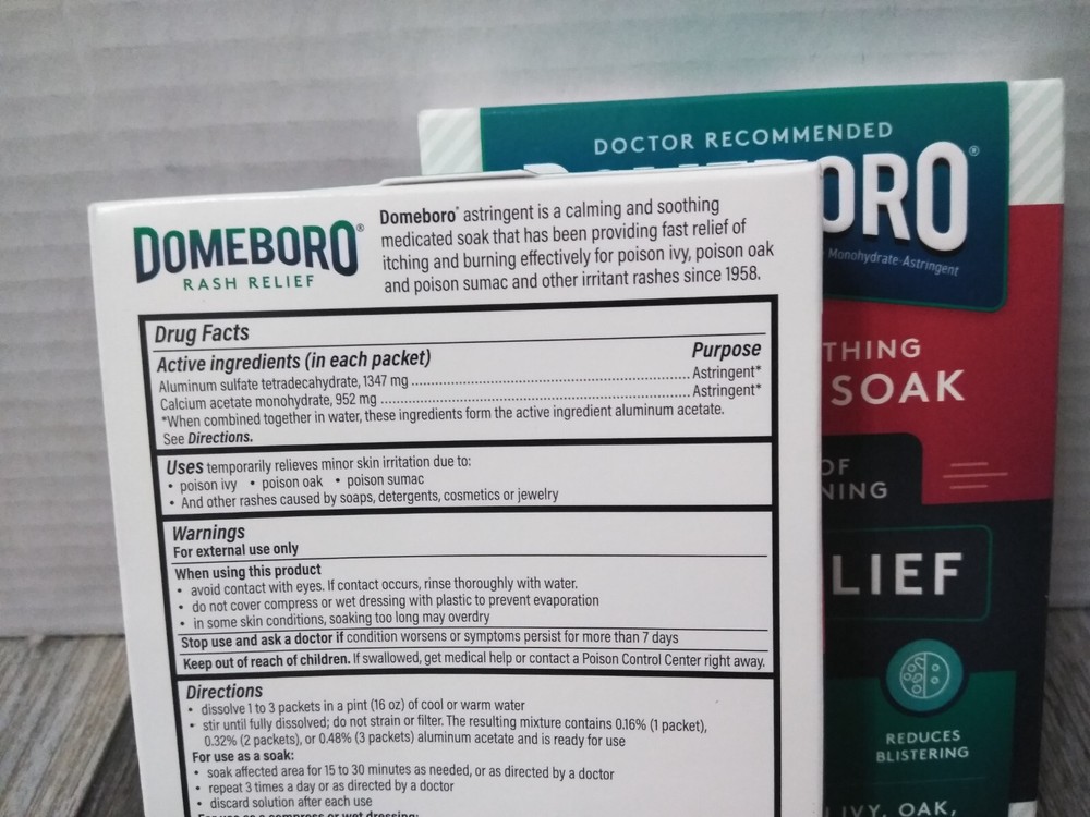 Domeboro RASH RELIEF 12 Powder Packets each ( 2pk bundle)