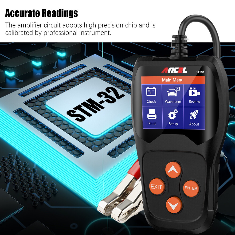 12V Car Battery Tester Analyzer 100-2000CCA Loading Quick Cranking Charging Tool