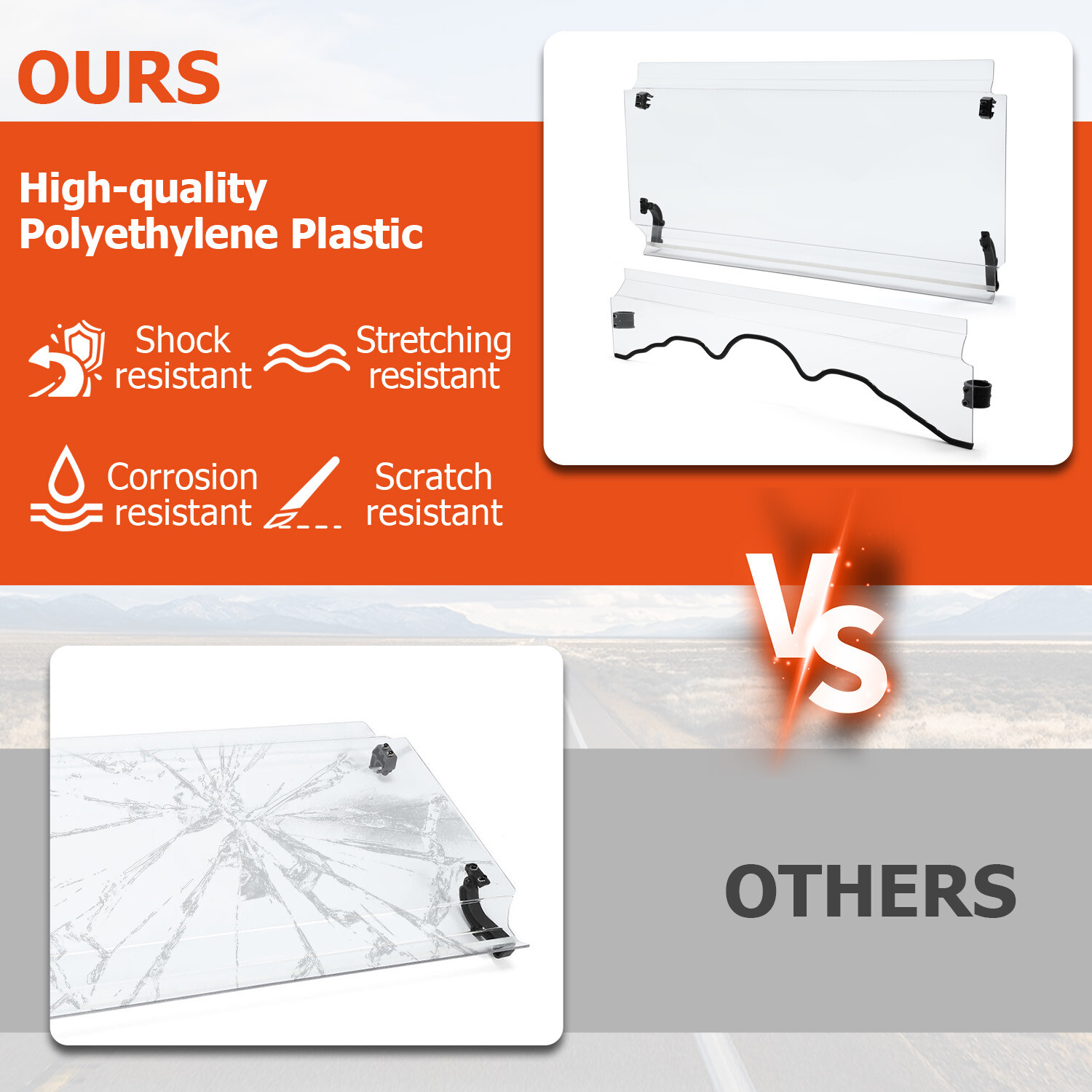 For MASSIMO MSU, Bighorn, Outfitter ,Cub Cadet 500/700 2pc Front Windshield