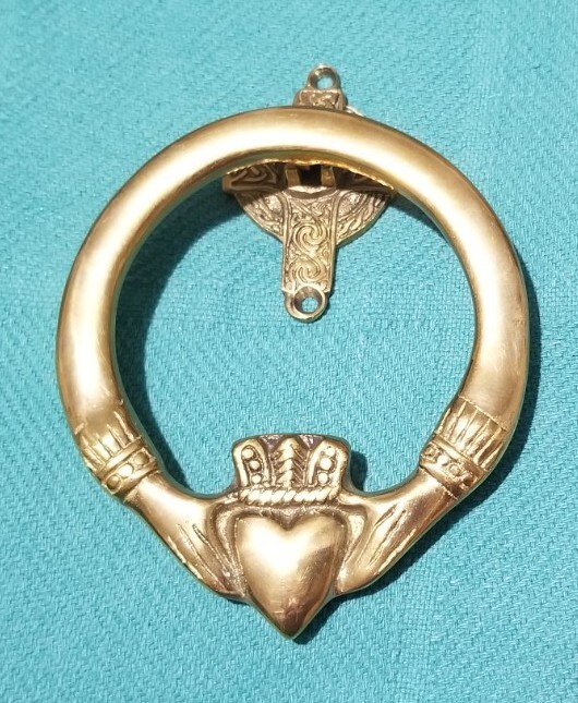 Solid Brass Large Irish Celtic Claddagh  Ring Door Knocker 6" x 4.5" Nice