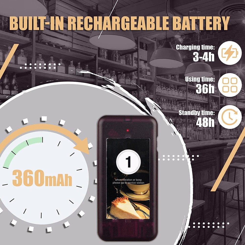 T111 Restaurant 20 Coaster Pager Wireless Paging Queuing Calling System Cafe Bar