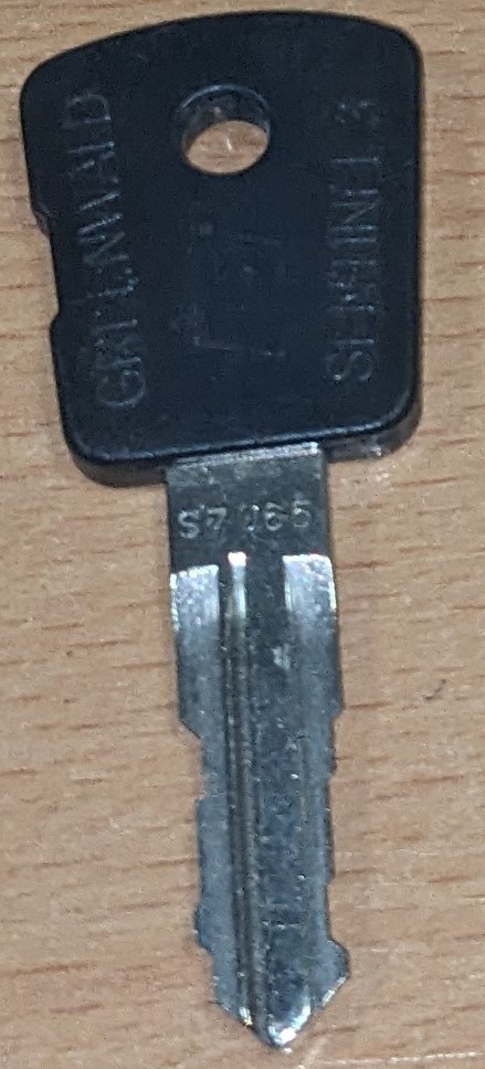 GREENWALD SENTINEL 3 KEY PART #GW91-2000-19 CODED S7065