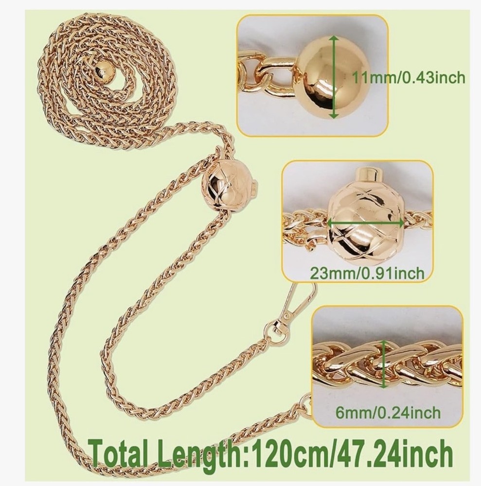NEW Adjustable Gold Chain Strap 47” Crossbody Replacement