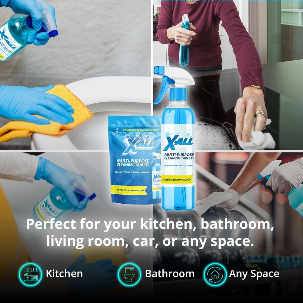 X-ALL Multi-Purpose Cleaner - Spray Bottle and 5x Cleaning Tablets