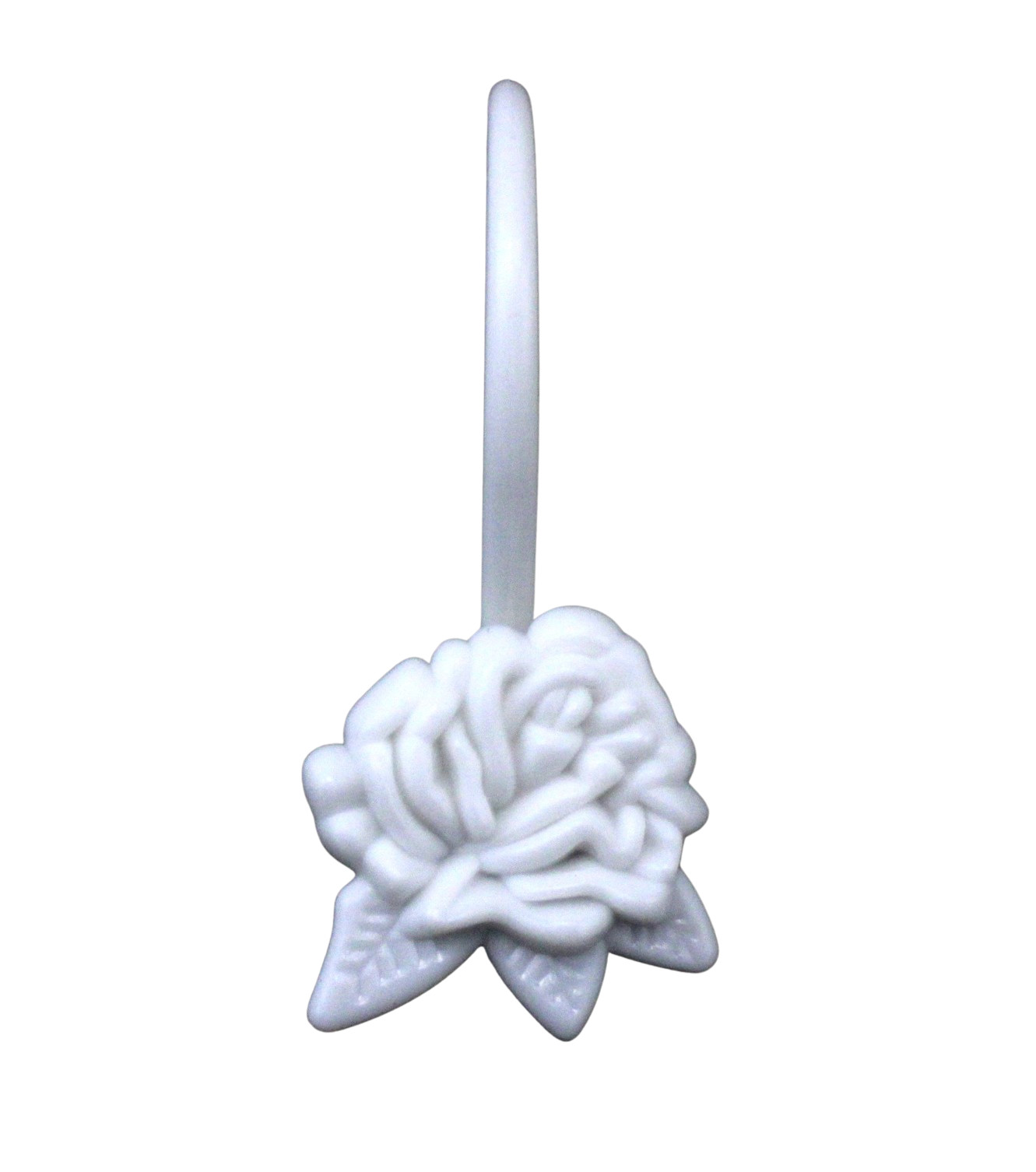 12 Floral Shower Curtain Hooks White Plastic Rings, Rustproof Stylish Rustproof