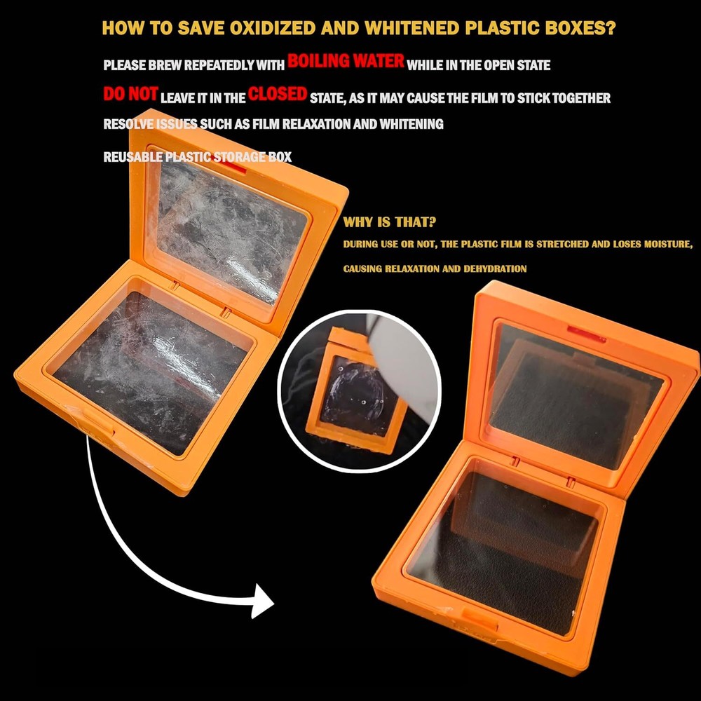 12PCS 3D Floating Jewelry Display Box with PE Film, Stackable Organizer