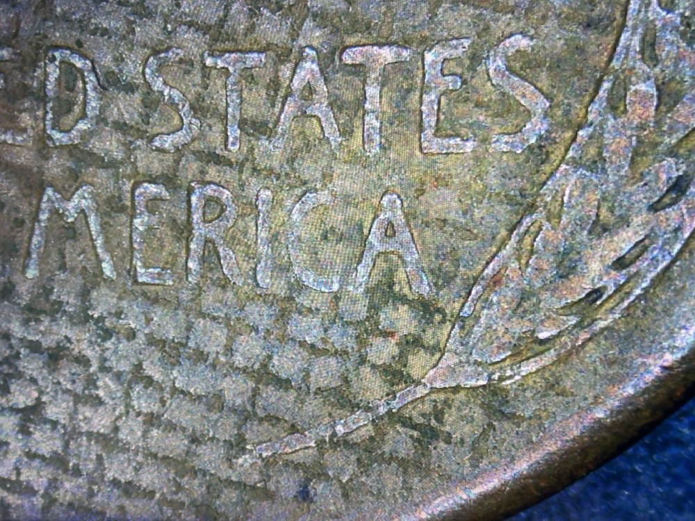 1945-P Lincoln Penny Struck Though Cloth